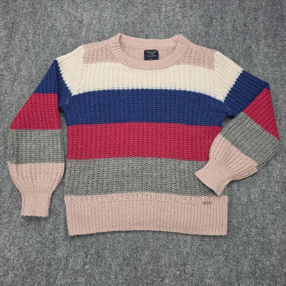 Abercrombie Fitch Sweater Womens Large Multi Color Stripe Alpaca Blend Knit Prep